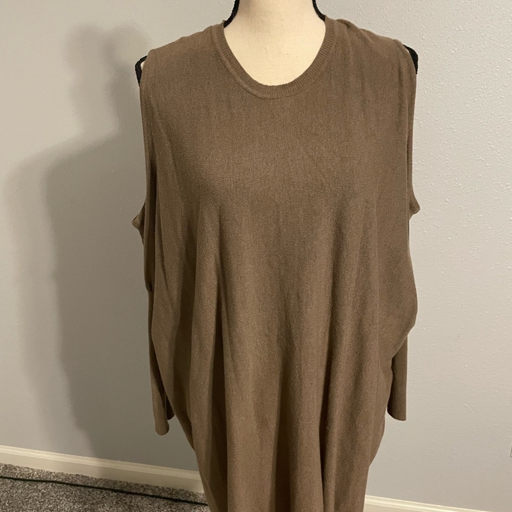 New Angela Mara cold shoulder long sweater